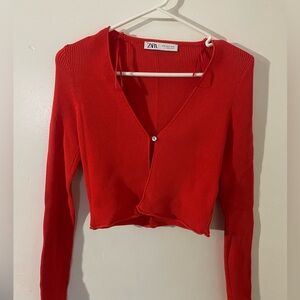 Zara Women's Orange Ribbed Top